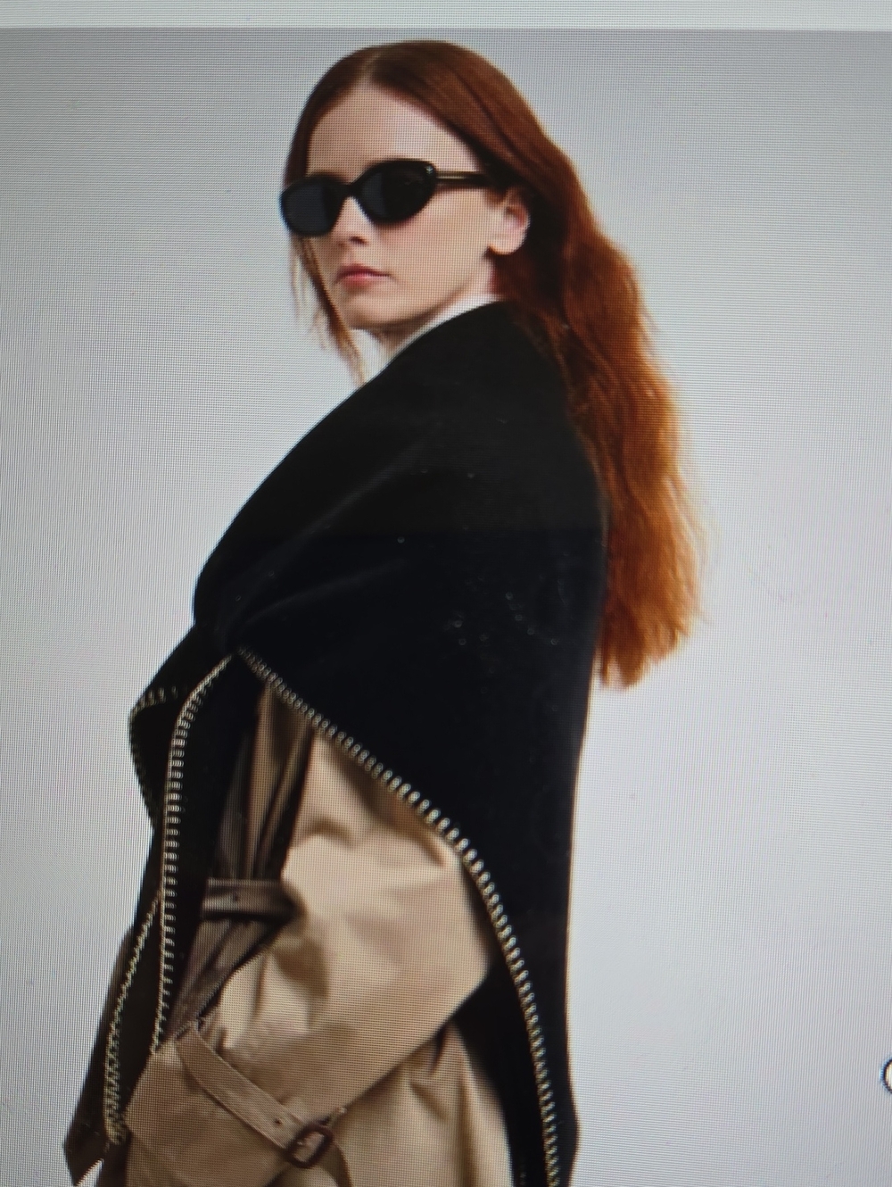 Echo New York Greenwich Oversized Triangle Wrap in Black Cream Soft